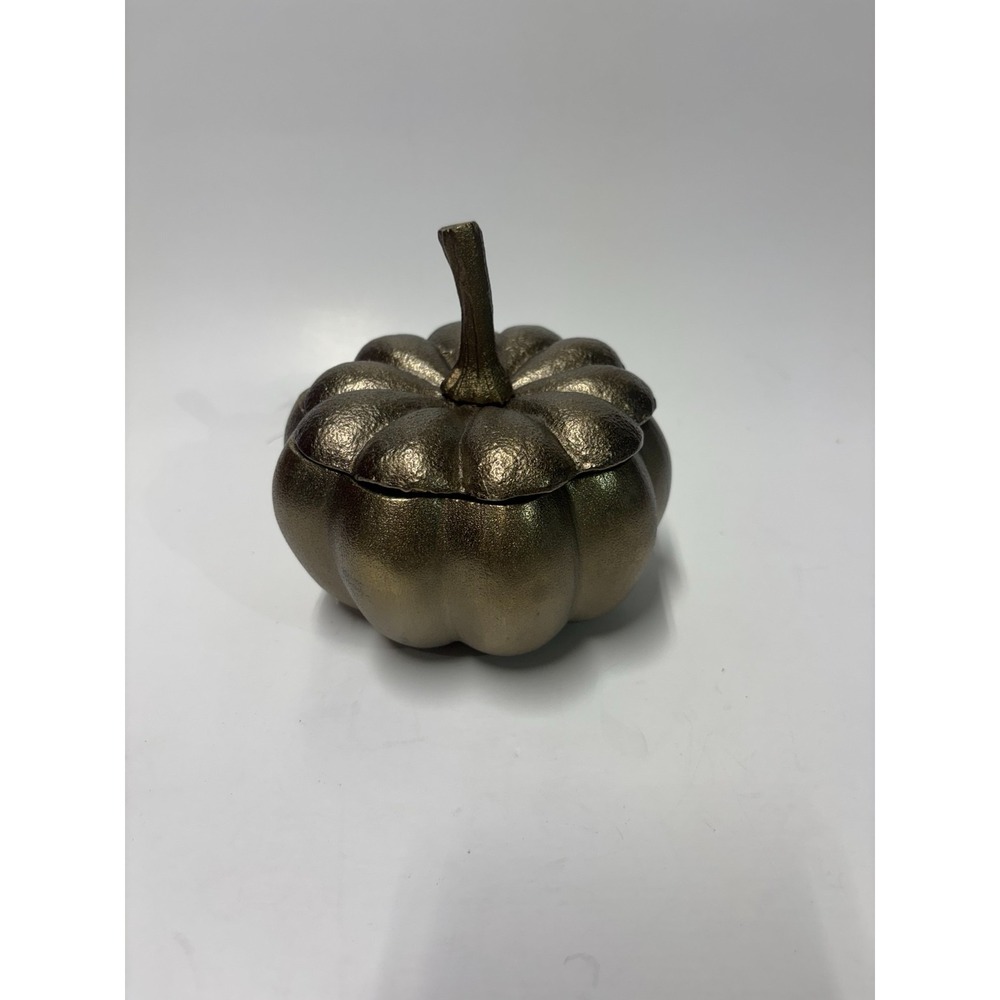 Threshold Studio McGee Recycled Aluminum Pumpkin Gold Lidded Fall Decor